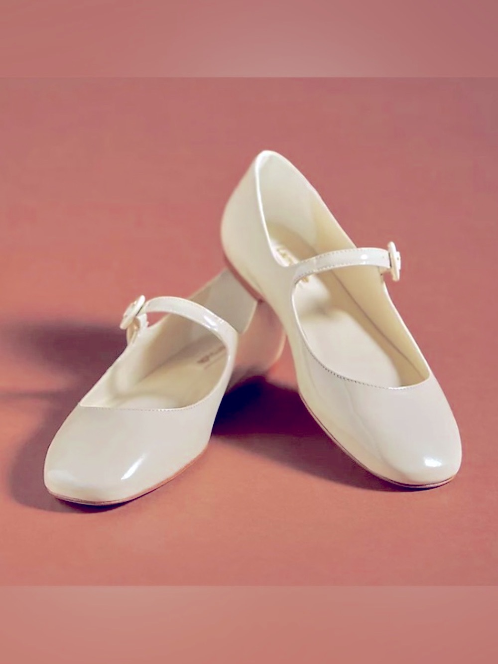 Larroudé The Blair Mary Jane Flats Patent Leather In Cream Size 9 NWT